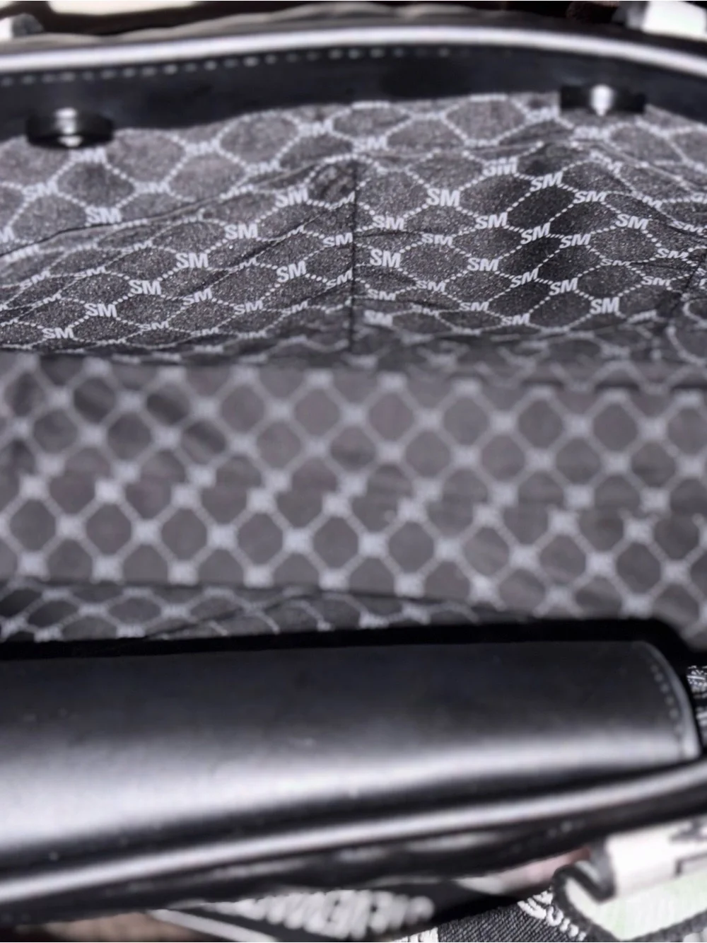 Steve Madden Black Quilted Logo Strap Tote
